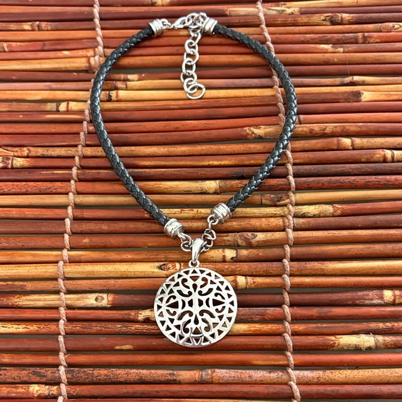 Premier Designs Silver Tree Pendant on Black Cord Necklace 15.5”-20.5” - Picture 3 of 6